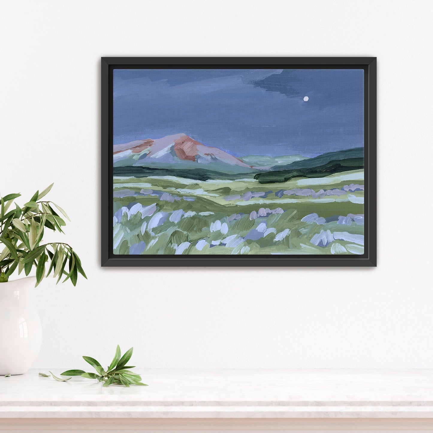 ’When the Moon Shines II’ Art Print - Stretched Canvas / 8x10 in / Black Frame - Colorado Abstract Landscape - abstract