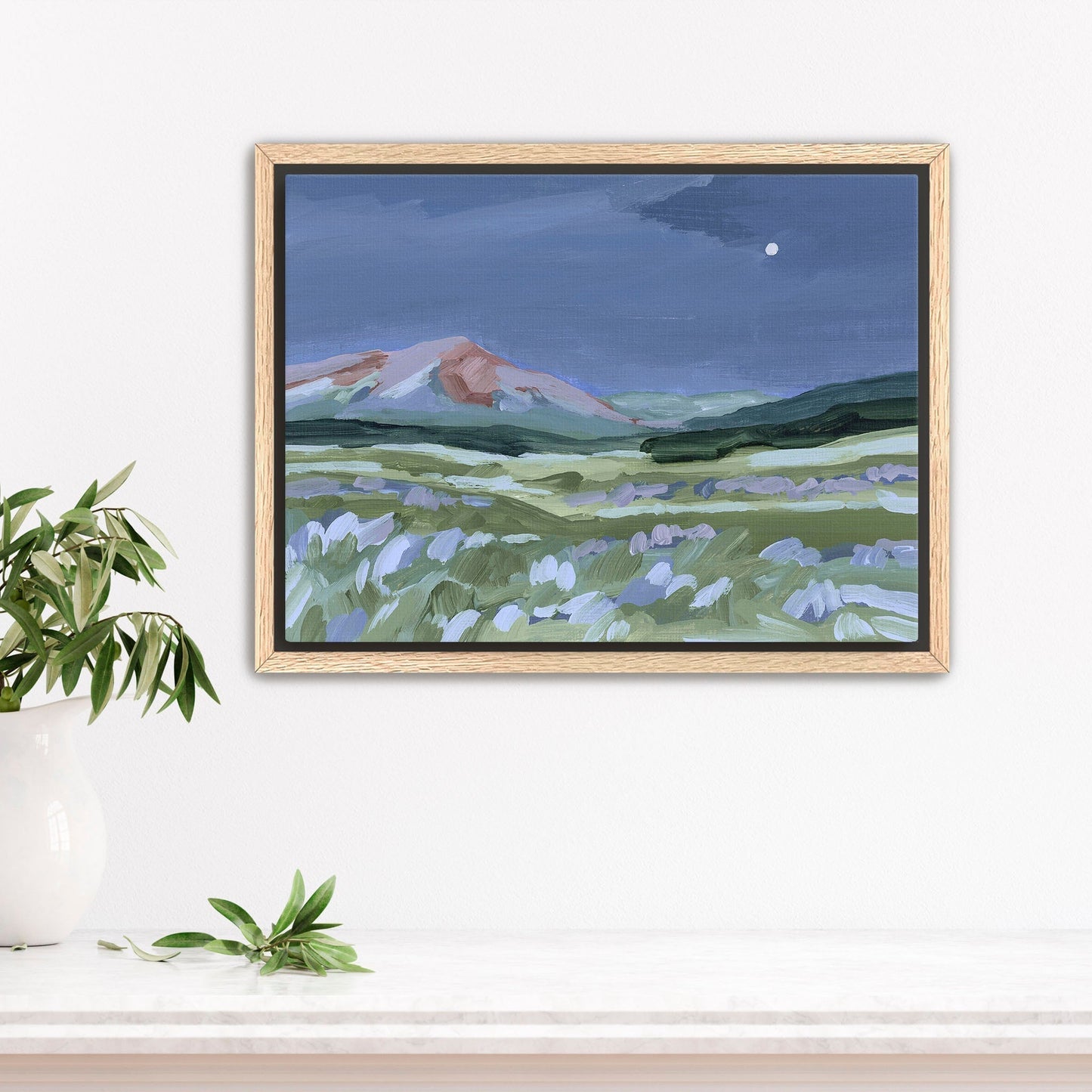 ’When the Moon Shines II’ Art Print - Stretched Canvas / 8x10 in / Oak Frame - Colorado Abstract Landscape - abstract