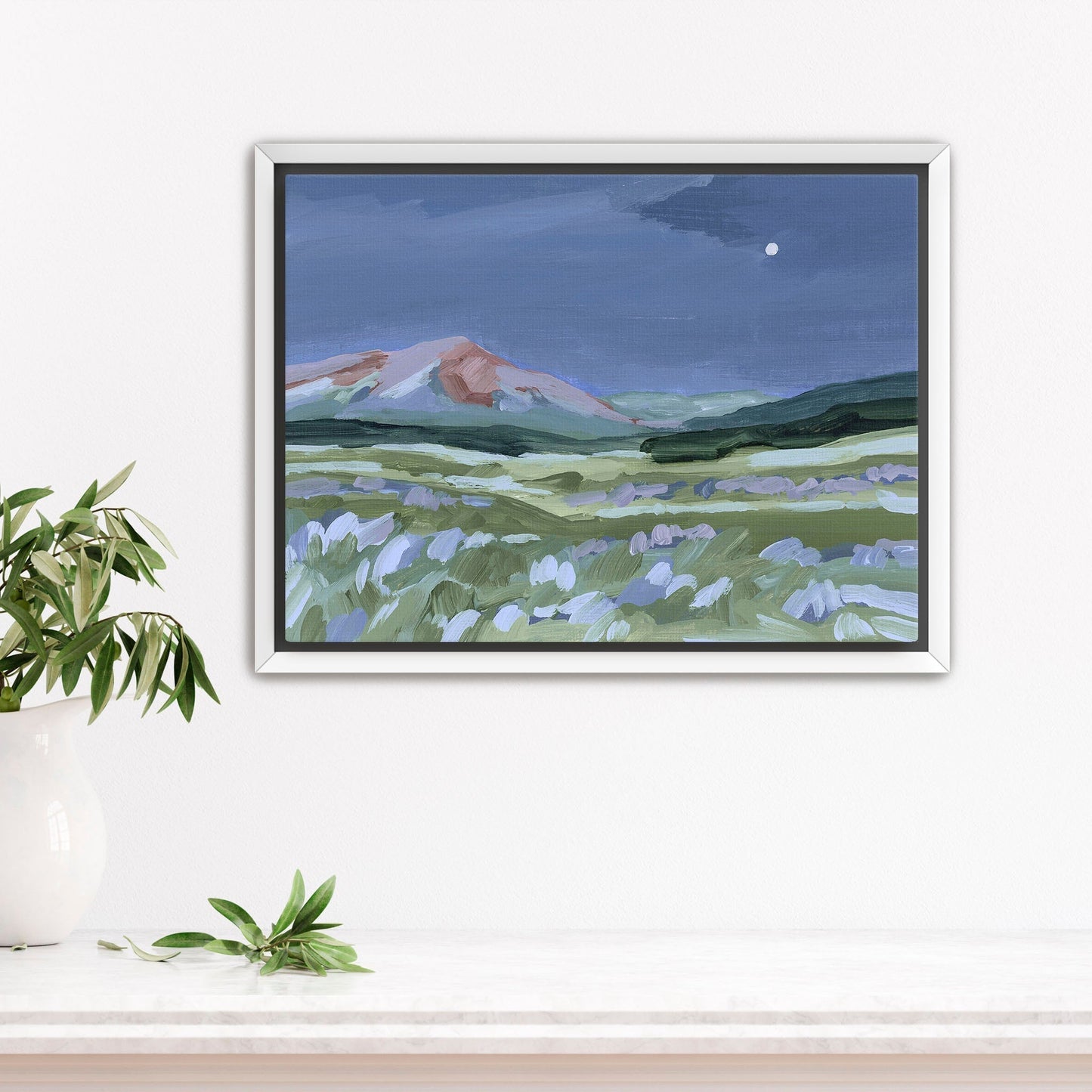 ’When the Moon Shines II’ Art Print - Stretched Canvas / 8x10 in / White Frame - Colorado Abstract Landscape - abstract