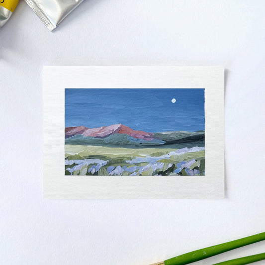 ’When the Moon Shines III’ Original Painting || 5x7 - Crested Butte Colorado - ’Wildflower Hike II’ - abstract