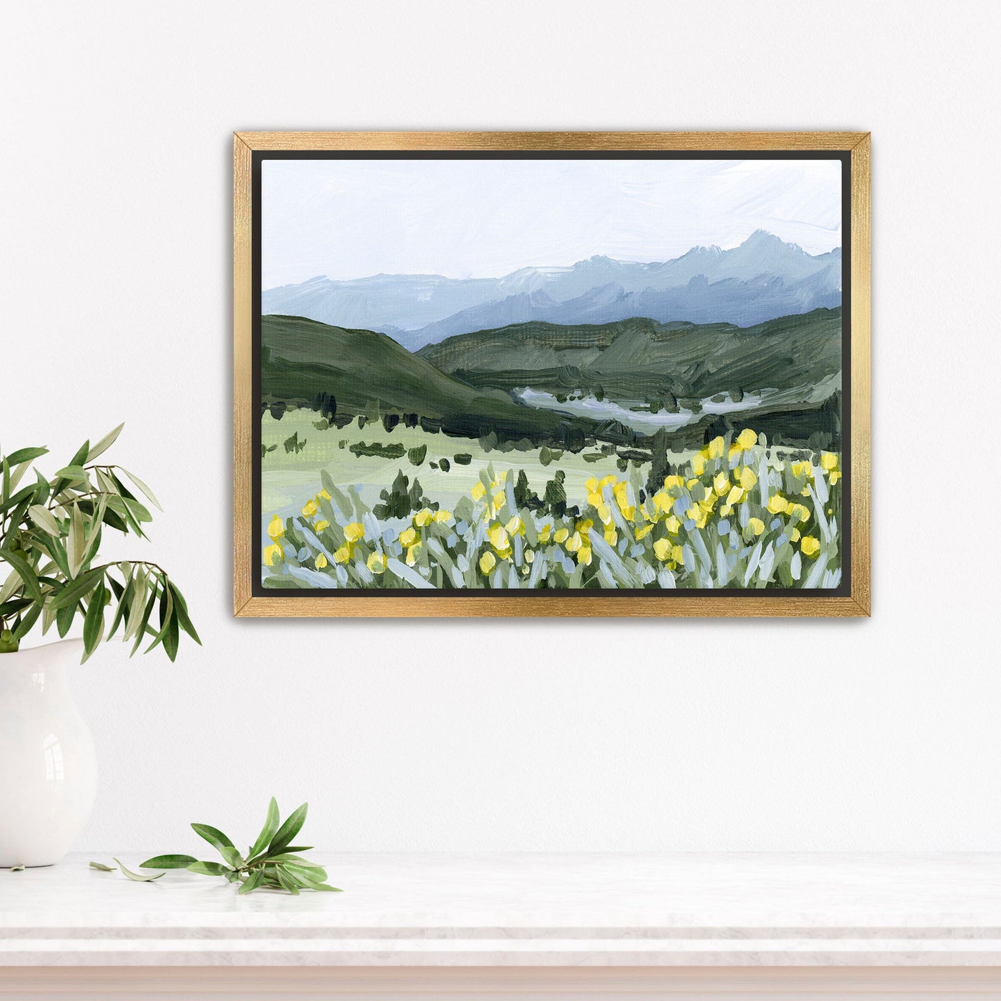 ’Wildflower Hike’ Art Print - Stretched Canvas / 8x10 in / Gold Frame - Crested Butte Colorado - abstract - Artwork