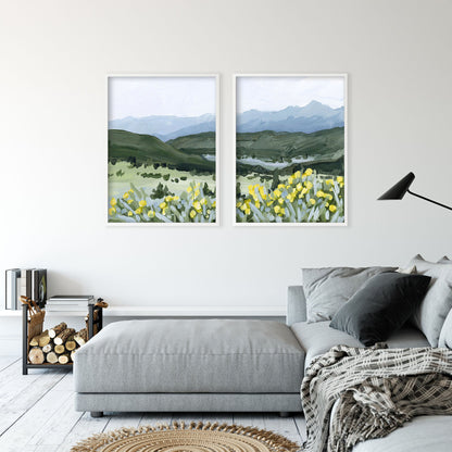 ’Wildflower Hike’ Diptych Art Print || Set of 2 - abstract - Artwork - Colorado - Crested Butte