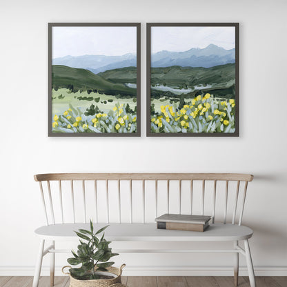 ’Wildflower Hike’ Diptych Art Print || Set of 2 - abstract - Artwork - Colorado - Crested Butte