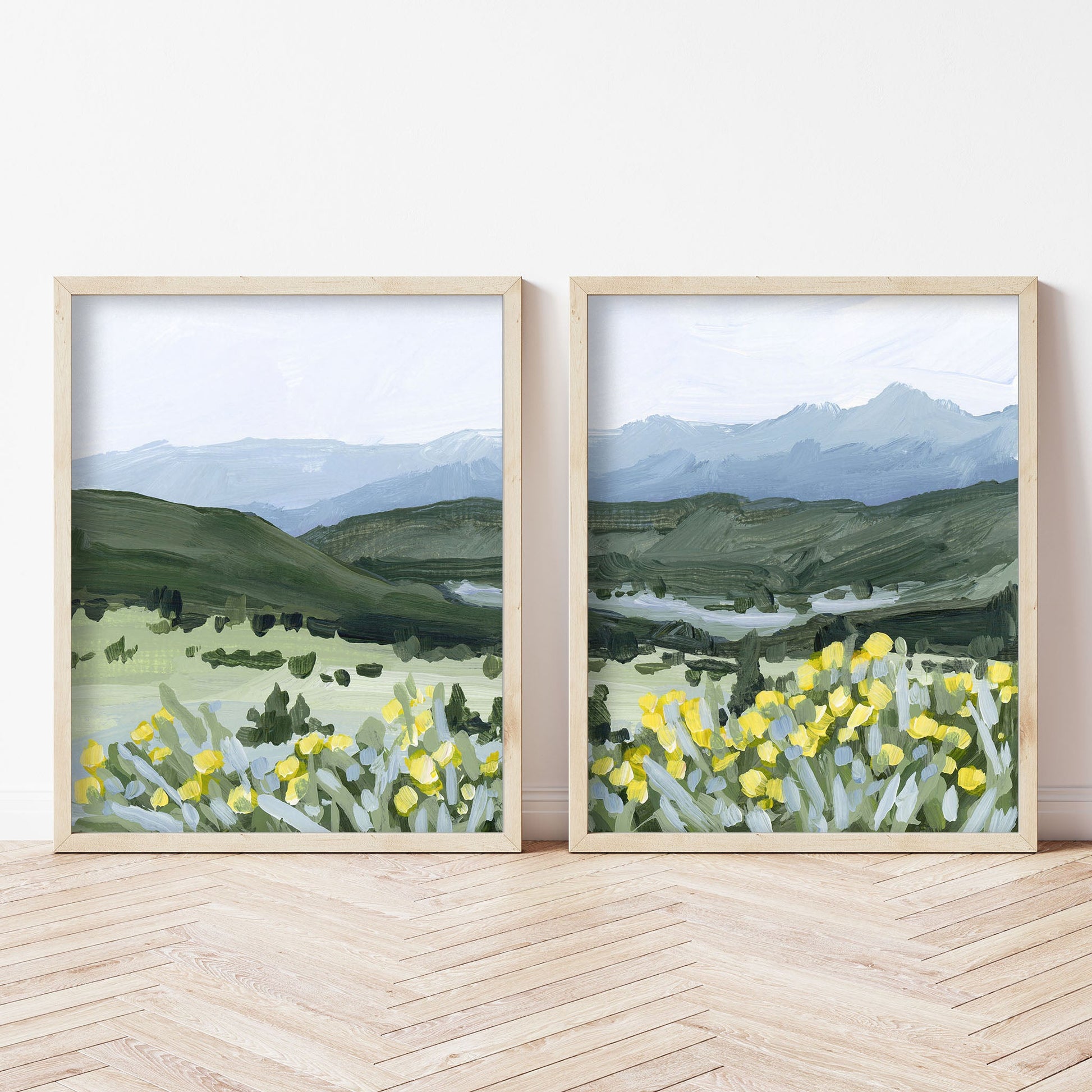 ’Wildflower Hike’ Diptych Art Print || Set of 2 - abstract - Artwork - Colorado - Crested Butte