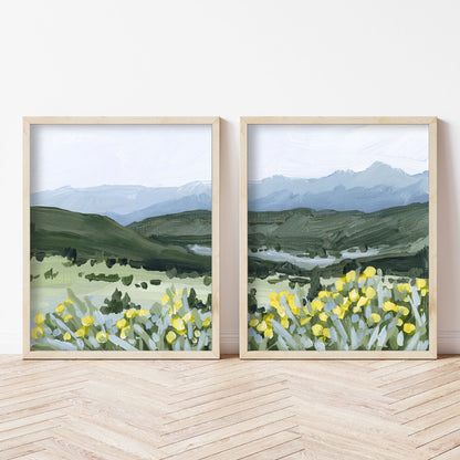 ’Wildflower Hike’ Diptych Art Print || Set of 2 - abstract - Artwork - Colorado - Crested Butte