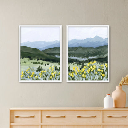 ’Wildflower Hike’ Diptych Art Print || Set of 2 - Paper / 5x7 in / White Frame - abstract - Artwork - Colorado