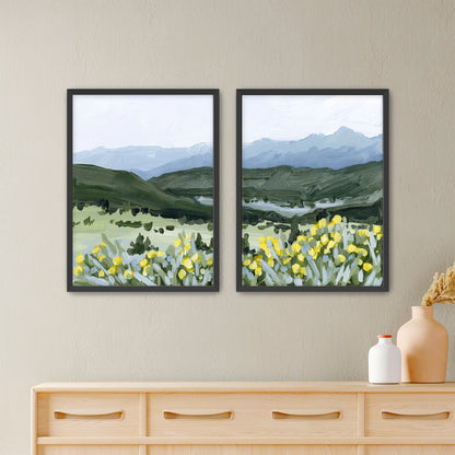 ’Wildflower Hike’ Diptych Art Print || Set of 2 - Paper / 5x7 in / Black Frame - abstract - Artwork - Colorado