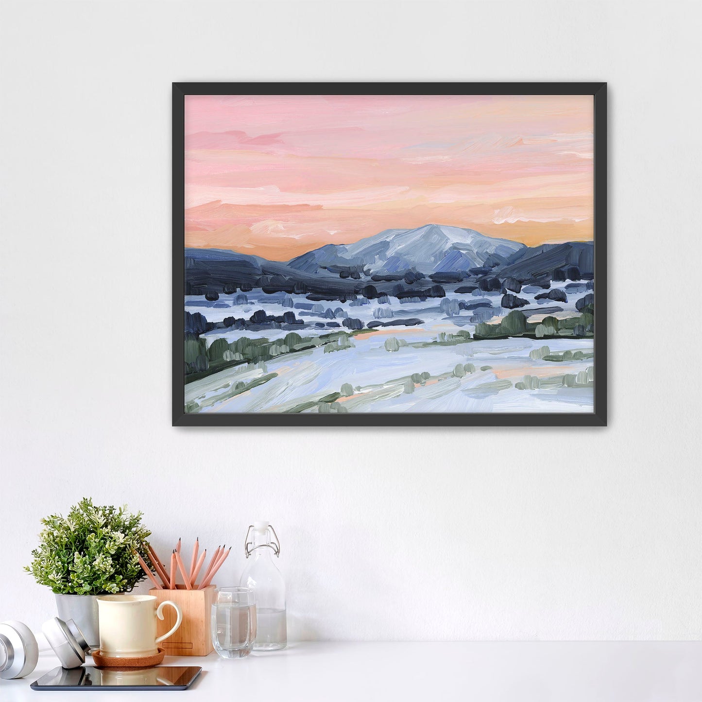 ’Winter Sky’ Art Print - Paper / 5x7 in / Black Frame - Sunset Mountain Wall - abstract - Artwork - Colorado