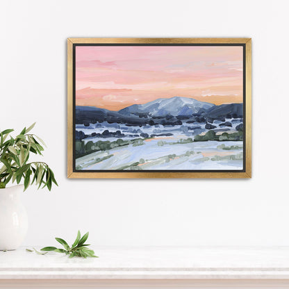 ’Winter Sky’ Art Print - Stretched Canvas / 8x10 in / Gold Frame - Sunset Mountain Wall - abstract - Artwork - Colorado