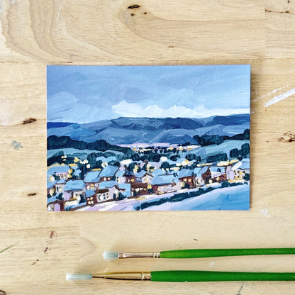 ’Winter Village’ Original Painting || 5x7 - Beaver Creek Ski - abstract - Acrylic - Artwork - buildings