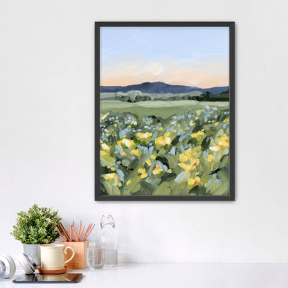 ’Yellow Fields’ Art Print - Paper / 5x7 in / Black Frame - Utah Wall - abstract - Artwork - Flower - Flowers