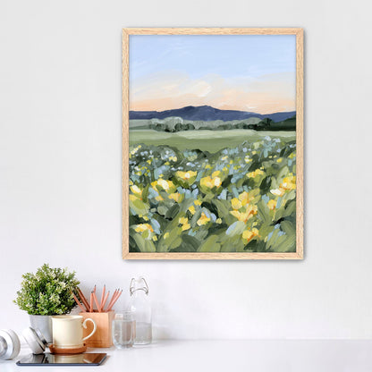 ’Yellow Fields’ Art Print - Paper / 5x7 in / Oak Frame - Utah Wall - abstract - Artwork - Flower - Flowers