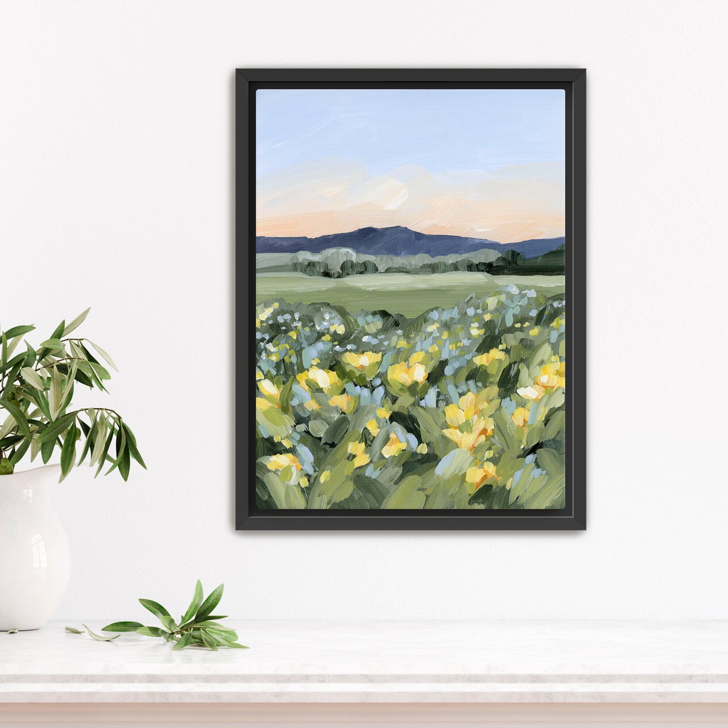 ’Yellow Fields’ Art Print - Stretched Canvas / 8x10 in / Black Frame - Utah Wall - abstract - Artwork - Flower - Flowers