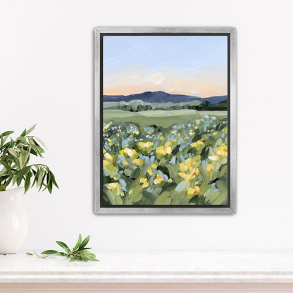 ’Yellow Fields’ Art Print - Stretched Canvas / 8x10 in / Silver Frame - Utah Wall - abstract - Artwork - Flower