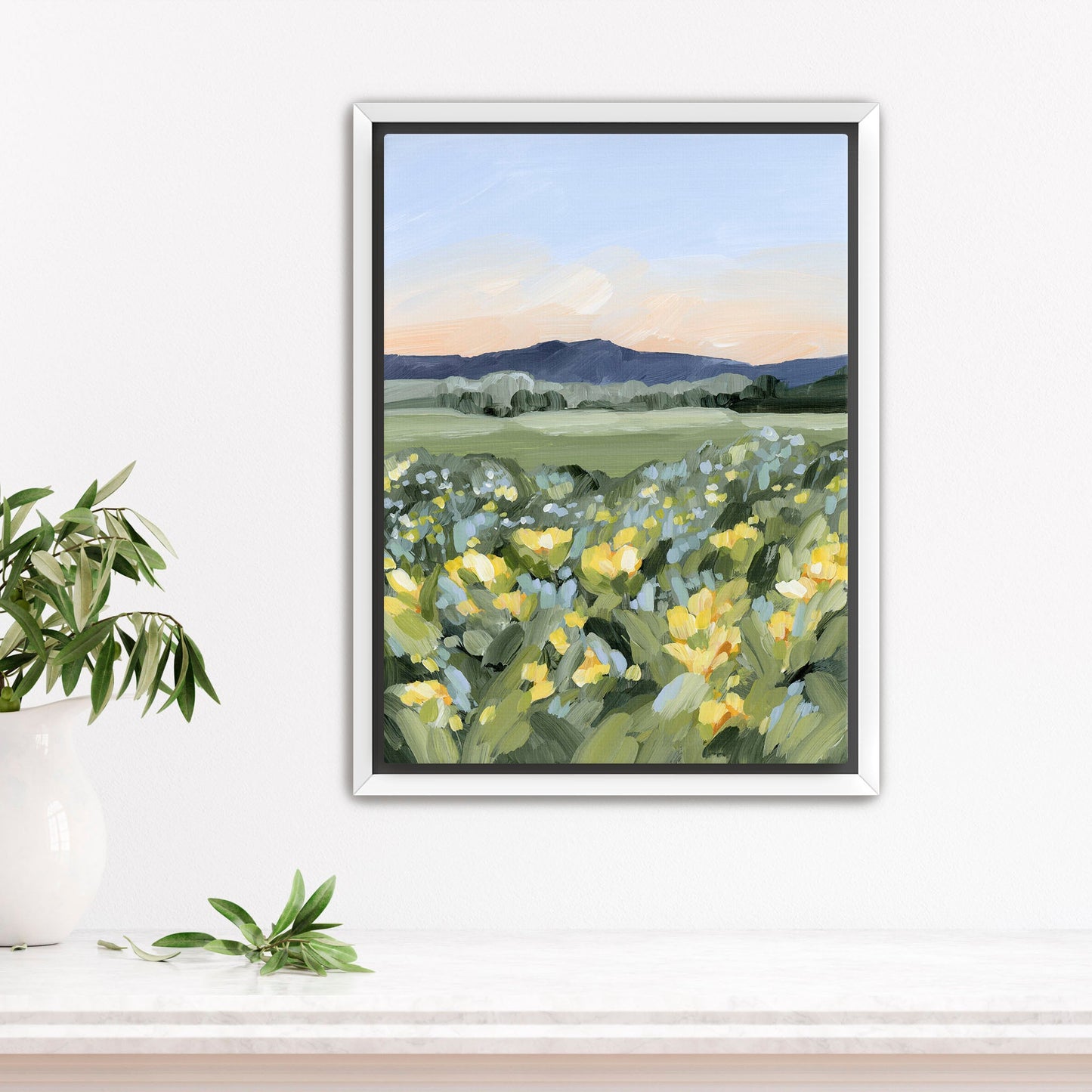 ’Yellow Fields’ Art Print - Stretched Canvas / 8x10 in / White Frame - Utah Wall - abstract - Artwork - Flower - Flowers