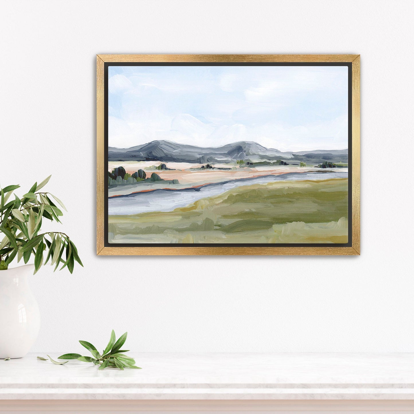 ’Yellowstone in May’ Art Print - Stretched Canvas / 8x10 / Gold Frame - National Park Wall - abstract - Artwork