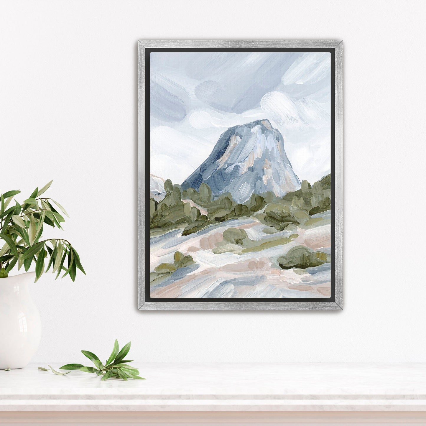 ’Yosemite’ Art Print - Stretched Canvas / 8x10 in / Silver Frame - California National Park Wall - abstract