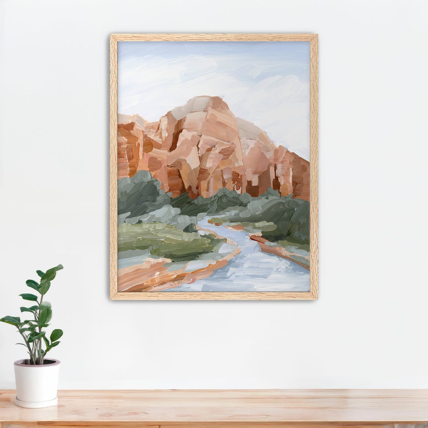 ’Zion I’ Art Print - Paper / 5x7 in / Oak Frame - abstract - Artwork - cliffs - Landscape