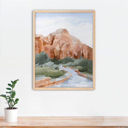’Zion I’ Art Print - Paper / 5x7 in / Oak Frame - abstract - Artwork - cliffs - Landscape