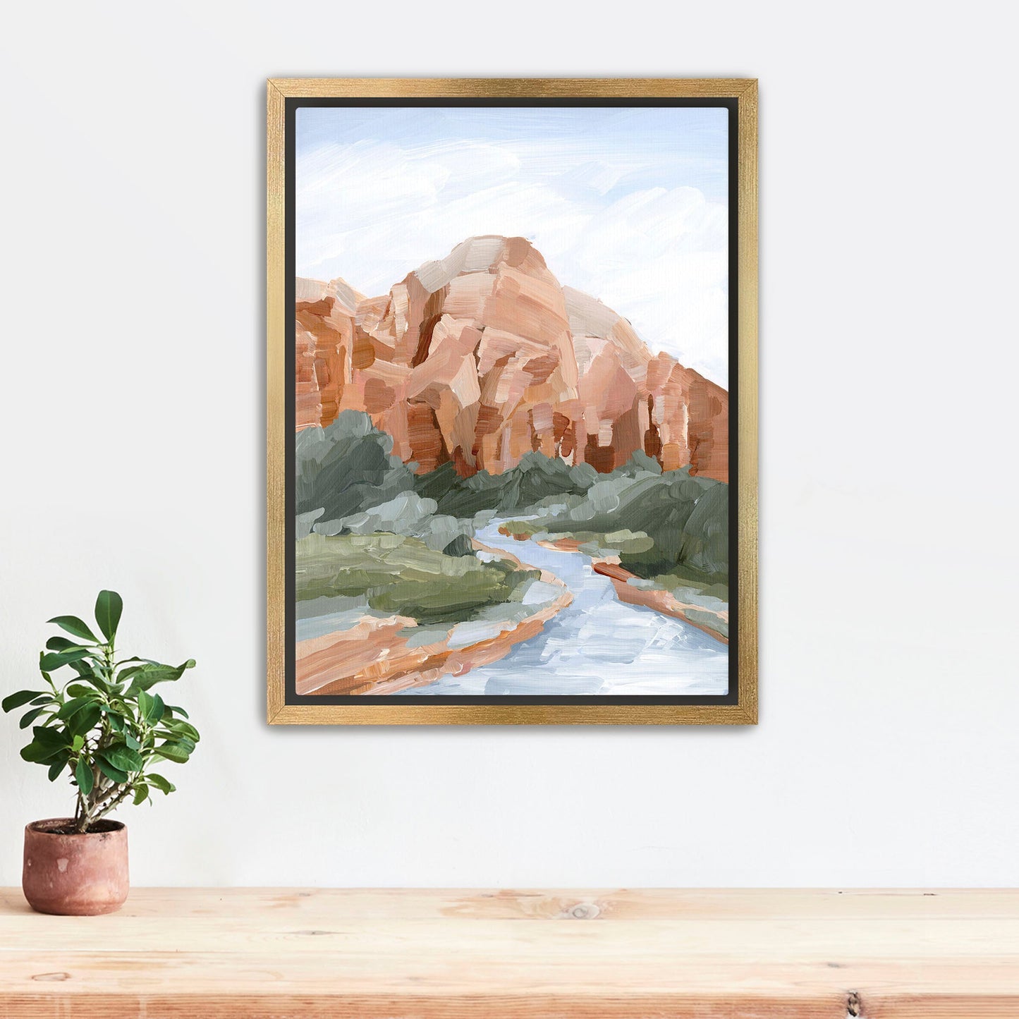 ’Zion I’ Art Print - Stretched Canvas / 8x10 in / Gold Frame - abstract - Artwork - cliffs - Landscape