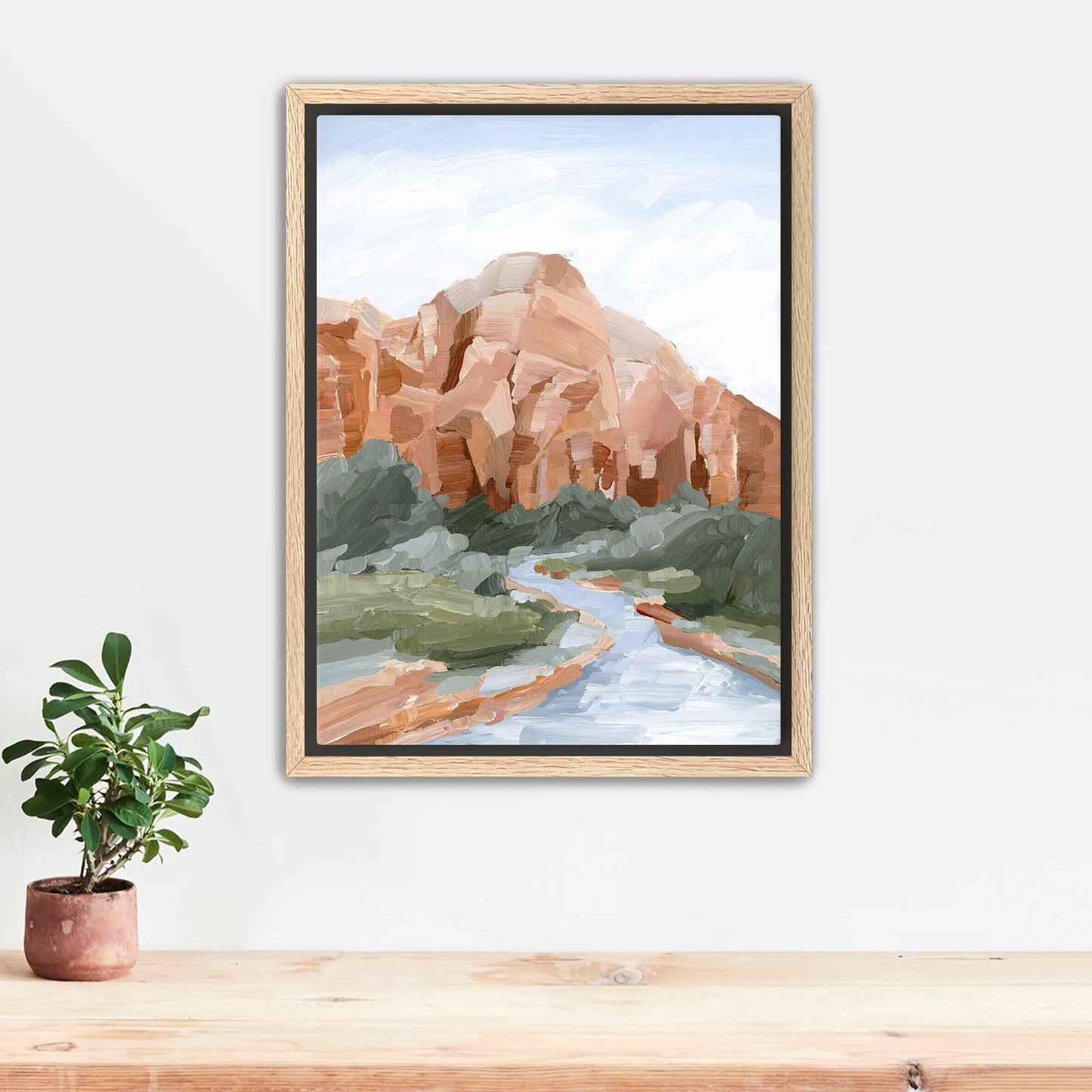 ’Zion I’ Art Print - Stretched Canvas / 8x10 in / Oak Frame - abstract - Artwork - cliffs - Landscape