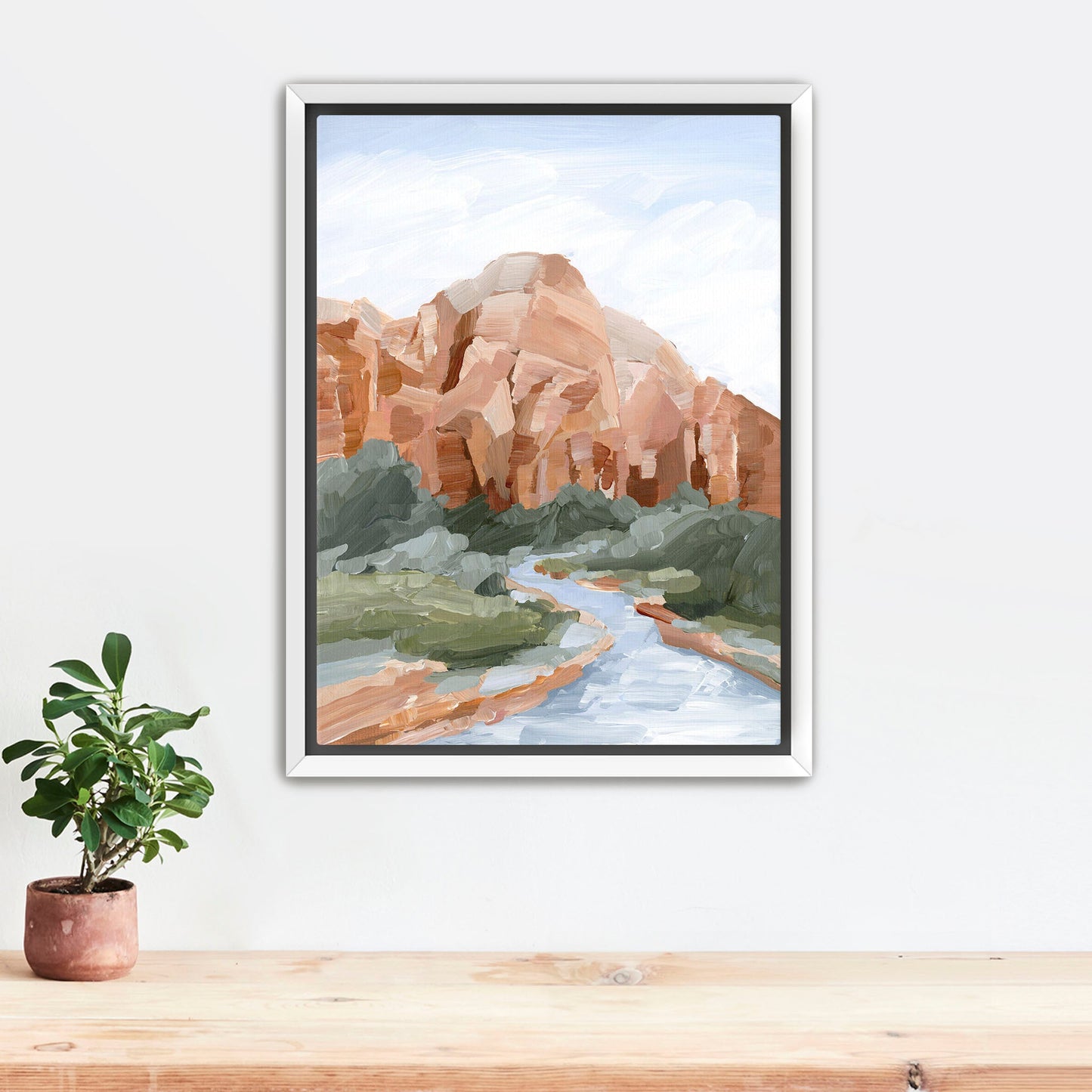 ’Zion I’ Art Print - Stretched Canvas / 8x10 in / White Frame - abstract - Artwork - cliffs - Landscape