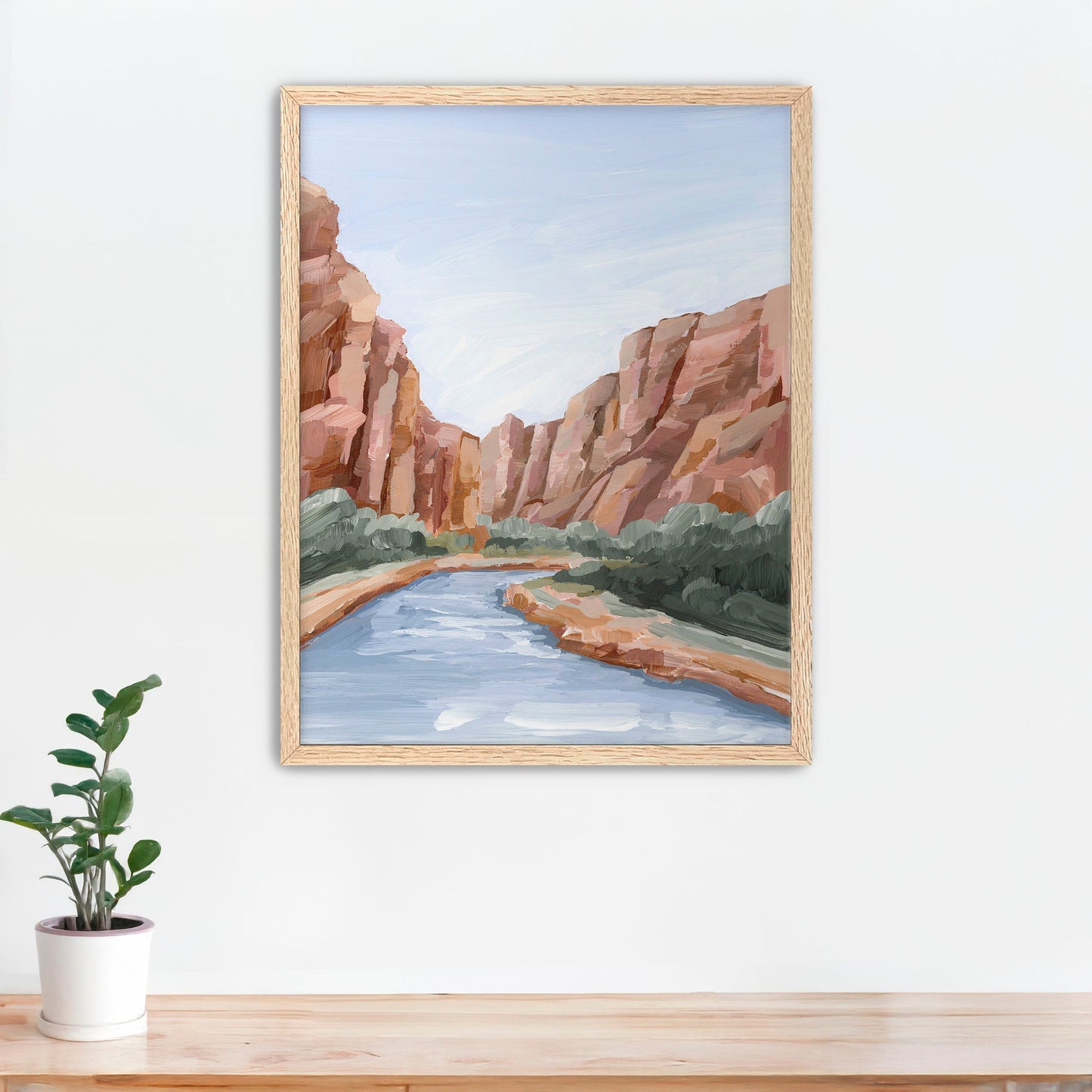 ’Zion II’ Art Print - Paper / 5x7 in / Oak Frame - abstract - Artwork - cliffs - Landscape