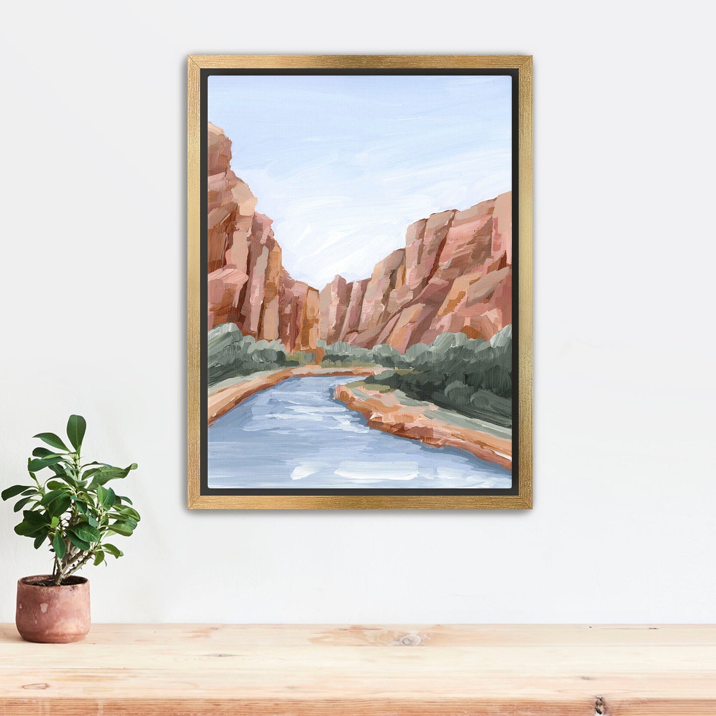 ’Zion II’ Art Print - Stretched Canvas / 8x10 in / Gold Frame - abstract - Artwork - cliffs - Landscape