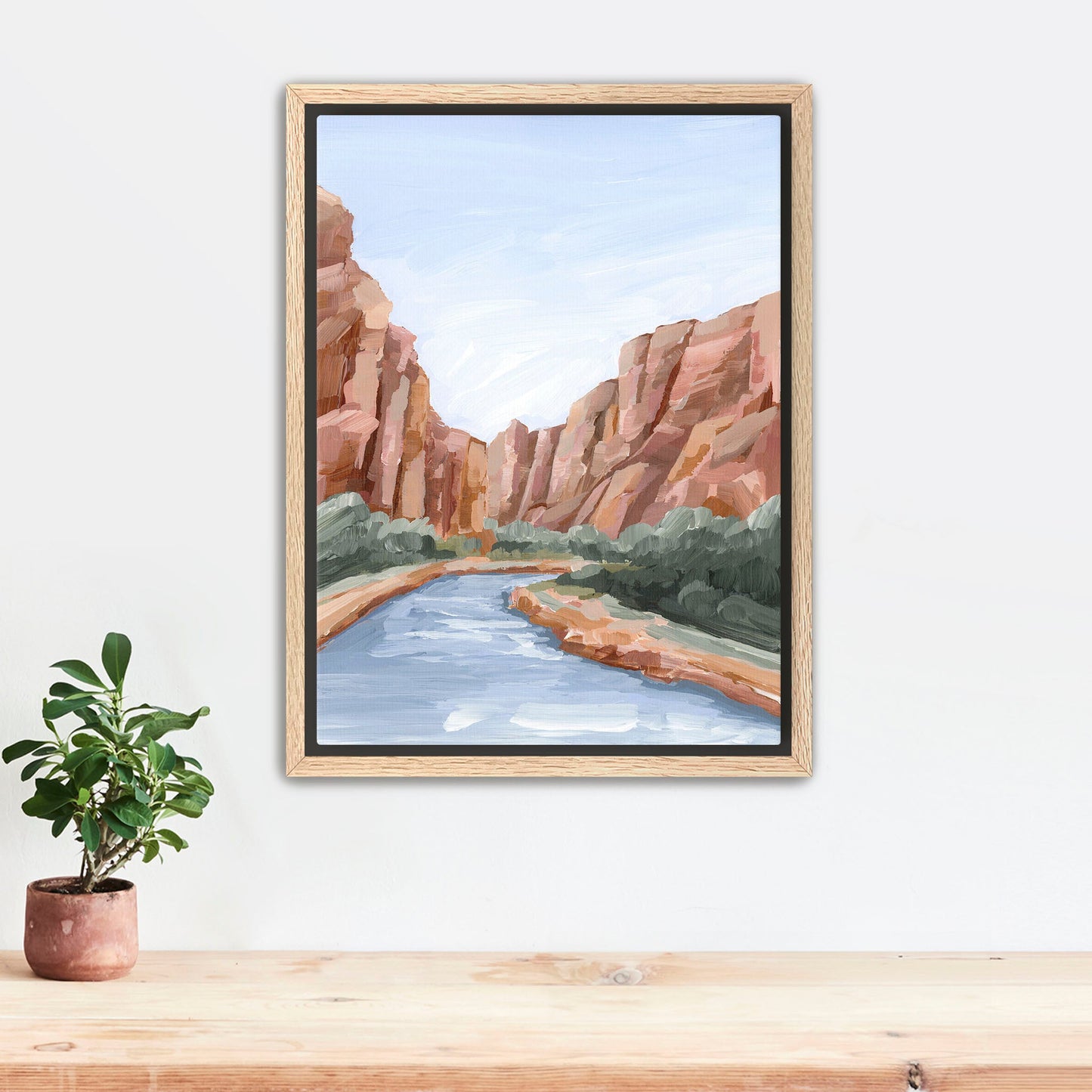 ’Zion II’ Art Print - Stretched Canvas / 8x10 in / Oak Frame - abstract - Artwork - cliffs - Landscape