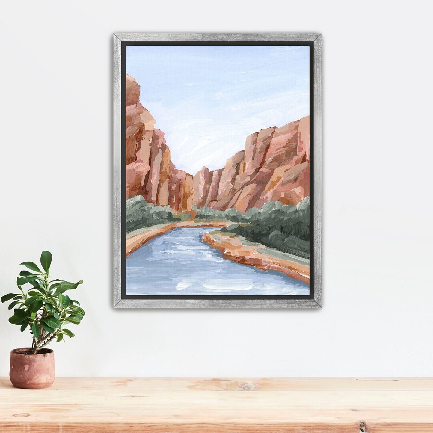 ’Zion II’ Art Print - Stretched Canvas / 8x10 in / Silver Frame - abstract - Artwork - cliffs - Landscape